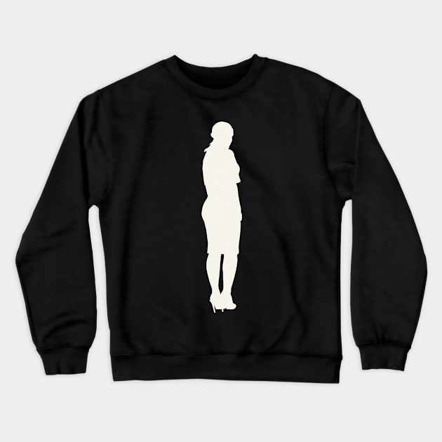 Woman Pop Art White Silhouette Crewneck Sweatshirt by crissbahari